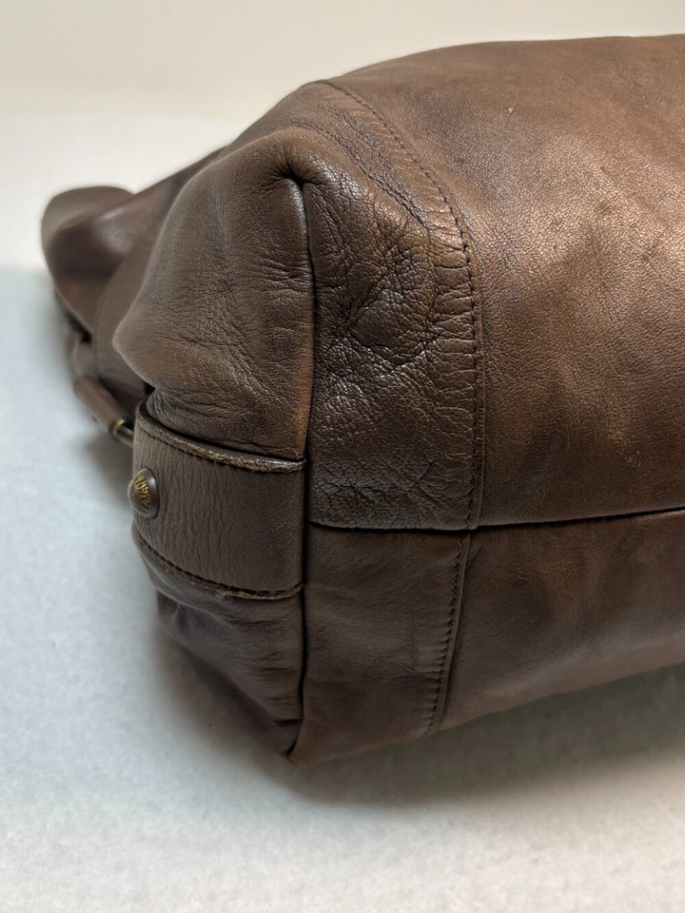 Stuart Weitzman Vintage Brown Leather Slouchy Hobo Shoulder Bag SW Charm Luxury - Picture 8 of 14